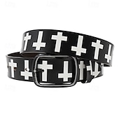 cheap Men&#039;s Belt-Men&#039;s Belt Waist Belt Black White Dermis Alloy Durable Adjustable Cross Outdoor Daily