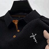 お買い得  メンズ クラシックポロ-男性用 ゴルフシャツ ゴルフポロシャツ ワーク カジュアル ラペル 半袖 ベーシック 近代の 十字架 ボタン ジャカード 夏 春 レギュラー ブラック ホワイト ネイビーブルー ブルー ダックグレー ライトブルー ゴルフシャツ