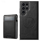 preiswerte Samsung-Handyhülle-Handy Hülle Handyhüllen Für Samsung Galaxy S25 S25 Plus S25 Ultra S24 Ultra S24 Plus S24 S23 S23 Ultra S23 Plus Rückseite Magnetisch Unterstützt kabelloses Laden Ständer Retro TPU PU-Leder