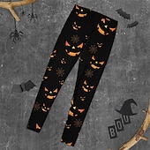 cheap Graphic Leggings-Women's Pants Trousers Leggings Cozy Leggings Streetwear Casual Full Length High WaistPantsHalloween Bat Elastic Waist Print Breathability Comfortable Stretchy Vacation Street Daily Wear Black Spring