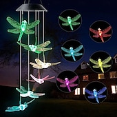 ieftine Lumini de peisaj-Lumină solară colorată cu 7 culori pentru vânt cu clopote de sticlă schimbătoare pentru grădină balcon terasă curte pandantiv pentru Halloween