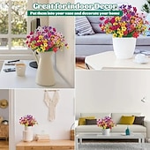 levne Umělé rostliny a květiny-12 kusů umělých květin slunečnic a fialek pro venkovní použití, UV odolné a neblednoucí, smíšené barvy, umělé květiny pro zahradu, svatbu, svátky, bytové dekorace, dekorace do závěsných košíků a na