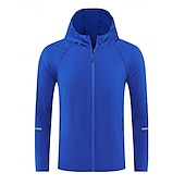tanie Kurtki biegowe-Męskie Běžecká bunda Kurtka Outdoorowa Kurtka z kapturem Kieszeń Ściągana na sznurek Długi rękaw Top Athleisure Odporność na wiatr Szybkie wysychanie Odprowadza wilgoć Oddychający Wędkarstwo Piesze