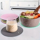 economico Stoccaggio cucina-10 tappetini rotondi multifunzionali in silicone resistenti al calore, sottobicchieri e sottopentola antiscivolo, protezioni per tavolo per cucina, sala da pranzo, picnic, colori casuali
