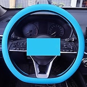 abordables Servicio de Vehículo-Funda de silicona para volante de coche, moderna, antideslizante, suave, ajustada, universal, para todas las estaciones, cómoda, resistente al desgaste, funda flexible para el mango.
