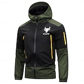 preiswerte Sportjacke-Herren Sport Jacke Regenmantel Wanderjacke Windjacke Outdoor Sport Wasserdicht Windjacke Reißverschluss Tasche Frühling Herbst Farbblock Mode Streetwear Mit Kapuze Regulär Hellgrün Dunkelgrün Khaki