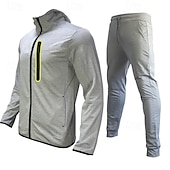preiswerte Herren-Trainingsanzug und Kapuzenpullover-Herren Trainingsanzug Outfit-Set Kapuzenpullover Set Kapuzenpullover Outdoor Täglich Sport Reißverschluss Tasche Kordelzug Farbblock Schwarz Gelb Rote Polyester Sportkleidung Mode Streetwear Frühling