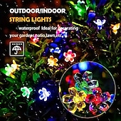 abordables Guirlandes lumineuses led-Guirlande lumineuse solaire en forme de cerisier, 12 m, 100 LED, luminaire décoratif d&#039;extérieur, idéal pour Noël, un mariage, une cour, un balcon ou une clôture, idéal pour Halloween
