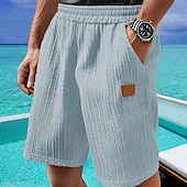 お買い得  カジュアルショートパンツ-男性用 ショーツ サマーショーツ カジュアルショーツ ポケット 弾性ウエスト ジャカード 平織り 履き心地よい 高通気性 ショート アウトドア バケーション スポーツ カジュアル ブラック ホワイト