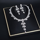 ieftine Seturi de Bijuterii-Seturi de bijuterii de mireasă 2 Diamante Artificiale 1 Colier Cercei Pentru femei Lux Clasic Corean Încântător Franjuri Frunze Iubire Neregulat Set de bijuterii Pentru Nuntă Cadou Casual