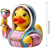 abordables Estatuas-Figura de pato de Jesús María, estatua de pato de resina, regalo de decoración religiosa para el hogar, divertida escultura de pato de goma católico para escritorio, estante o exhibición de mesa.