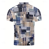 abordables Men's Geometric Polo-Men's Color Block Polo Short Sleeve Polo Shirts Collared Shirts Casual Athleisure Buttons Summer Blue Navy Blue Purple