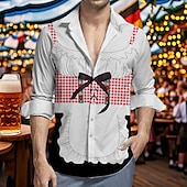 billiga Skjortor-Oktoberfest Öl Dirndl-tryck Hawaii skjortor Aloha skjorta Bayersk München Tyska Grafisk Till Herr Vuxna Karnival Oktoberfest öl 3D-utskrift Semester Fest