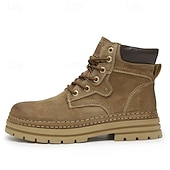 economico Stivali da lavoro-stivali da lavoro in pelle scamosciata color cuoio da uomo – stivaletti casual con lacci per l'escursionismo, il lavoro agricolo e l'uso quotidiano