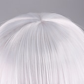 economico Parrucche da festa-parrucca lunga riccia bianco-argento per donna – fibra ad alta temperatura, frangia piena, calotta completa, ideale per cosplay, Halloween e look alla moda
