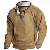 baratos camisolas de lã-Homens Moletom Moletom de lã Moletom com zíper Preto Azul Verde Cáqui Cinzento Colarinho Clerical Tecido Zip Up Desportos e Ar livre Casual Diário Roupa de rua Legal Roupa de Esporte Outono &amp; inverno
