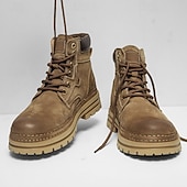 economico Stivali da lavoro-stivali da lavoro in pelle scamosciata color cuoio da uomo – stivaletti casual con lacci per l'escursionismo, il lavoro agricolo e l'uso quotidiano