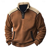 Χαμηλού Κόστους Fleece Hoodie-Ανδρικά Πουλόβερ Φούτερ με φερμουάρ Φούτερ από φλις Κάνε στην άκρη Βαθυγάλαζο Χακί Όρθιος γιακάς Συνδυασμός Χρωμάτων Κουρελού Αθλήματα &amp; Ύπαιθρος Καθημερινά Streetwear Βίντατζ Φθινόπωρο Χειμώνας Ρούχα