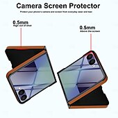 abordables Coques Samsung-téléphone Coque Pour Samsung Galaxy Z Flip 7 Z Flip 6 Z Flip 5 Z Flip 4 Z Flip 3 Coque Arrière Supporte la Charge Sans Fil Support Antichoc Rétro TPU faux cuir