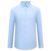 preiswerte Businesshemden für Herren-Herren Hemd Kleidhemd Knopfhemd Smokinghemden Einfarbig Büro &amp; Karriere Alltagskleidung Hellblau Schwarz Weiß Grün Langarm Hemdkragen Ganzjahres Bekleidung Mehrfachpackung