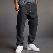 abordables Pantalones de deporte-Hombre Pantalones cargo Pantalones de lana Pantalones de Deporte Persona que practica jogging Pantalones Cintura elástica Correa Multi bolsillo Color sólido Plano Resistente al Viento Al Aire Libre