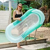 abordables Actividad al Aire Libre-Tumbona inflable con doble bolsa de aire y degradado de color, cama flotante de red con reposabrazos, silla de red para fiestas acuáticas.