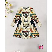 preiswerte 3D-Cartoon-Kommode-Mädchen&#039; 3D Grafik Kleid Langarm Sommer Frühling Urlaub Täglich Ferien Prinzessin Schön Süß Kinder 4-12 Jahre Freizeitkleid A Linie Kleid Knielang Normale Passform