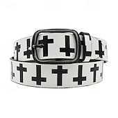 cheap Men&#039;s Belt-Men&#039;s Belt Waist Belt Black White Dermis Alloy Durable Adjustable Cross Outdoor Daily