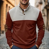billige Basic gensere-Herre Genser Polo genser Svart Rød Navyblå Brun Grå Polokrage Fargeblokk Lapper Fargeblokk Sport &amp; Utendørs Avslappet Daglig Gatemote Kul Designer Alle årstider Klær Gensere Gensere