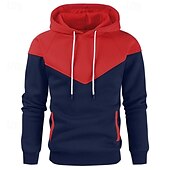 economico felpe in pile-Per uomo Felpa con cappuccio Felpa con cappuccio in pile Bianco Giallo Verde militare Rosso Cachi Con Cappuccio Blocco di colori Patchwork Blocco di colore Sport &amp; Outdoor Casuale Quotidiano