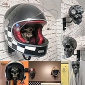 ieftine Halloween-Suport pentru craniu de cască de motocicletă, suport pentru depozitarea căștilor, suport pentru pălării, suport pentru cască cu craniu, obiecte artizanale din rășină, pentru paltoane, șepci, mingi de