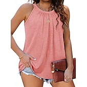 olcso Egyszerű ujjatlan felső-Női Camisole Tank Top Tömör szín Napi Alkalmi Ujjatlan Kötőfék nyaka Normál felsők Napi Fehér Arcpír rózsaszín Lóhere Szürke Nyár Tavasz