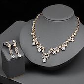 ieftine Seturi de Bijuterii-Seturi de bijuterii de mireasă 2 Diamante Artificiale 1 Colier Cercei Pentru femei Epocă Lux Clasic Încântător Clasic Iubire Prețios Diamant picătură de apă Set de bijuterii Pentru Nuntă Petrecere