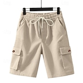 baratos Shorts de moletom-Homens Bermuda Cargo Calças de Veludo Shorts de moletom Calção Bermudas Cintura elástica Tecido Conforto Esportes Comprimento do joelho Ao ar livre Ioga Casual Férias Estilo Étnico Preto Branco Sem