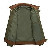 abordables Vestes Cargo-Hommes Veste de camionneur Veste Cargo Veste Tactique Occasionnel Coupe-Vent Zip Up Printemps Automne Couleur Unie ancien Tenu de travail Col de chemise Régulier Kaki Gris foncé Vert Véronèse Veste