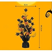 billige Halloween-kranser og blomsterdekorasjoner-Kunstig potteplante med halloween-gresskar og lønneblader, skummel dekorasjon med svart gresskartre, skummel halloween-borddekorasjon til hjem, fest, innendørs bruk
