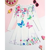 preiswerte 3D Schmetterlingskleid-Mädchen&#039; 3D Schmetterling Kleid Langarm Sommer Frühling Urlaub Täglich Ferien Prinzessin Schön Süß Kinder 4-12 Jahre Freizeitkleid A Linie Kleid Knielang Normale Passform