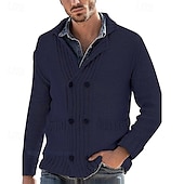 voordelige heren vest trui-Voor heren Trui Vest Trui Geribd breien Normale tops Gebreid Effen Omgeslagen kraag Opwarm Kleding Modern eigentijds Casual Alledaagse kleding Kleding Lente &amp; Herfst Zwart Wit M L XL