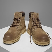 economico Stivali da lavoro-stivali da lavoro in pelle scamosciata color cuoio da uomo – stivaletti casual con lacci per l'escursionismo, il lavoro agricolo e l'uso quotidiano