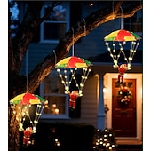 halpa Koristevalot-1 kpl jouluinen joulupukin laskuvarjohyppyriipus riippuvalaisin, nahkalankavalaisin, sisä- ja ulkokäyttöön tarkoitettu joulutunnelmavalaisin, aurinko-/AAA-paristokotelo/USB-virtalähde