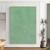 levne Abstraktní malby-Ručně malovaná olejomalba na plátně, nástěnná dekorace, minimalistická zelená, abstraktní, nika, pro domácí dekorace, napnutý rám, závěsný obraz/rolovaný bezrámový, nenapnutý obraz