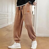 economico Pantaloni della tuta-Per uomo Pantaloni da tuta Joggers Pantaloni in velluto a coste Tasca Elastico in vita Coulisse Semplice Comodità Sport all&#039;Aperto Quotidiano Moda Casual Marrone Scuro Nero Micro-elastico