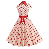 levne Šaty-Retro 50. léta Rockabilly Polední Houpací šaty Flare šaty Košilové šaty Přizpůsobení a odlesky Puntíky Maškarní kostým Dámské předvečer Všech svatých Karneval Dovolená Běžné / Denní Retro tematick