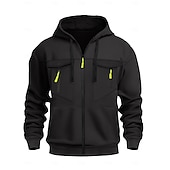 abordables sweats à capuche basiques pour hommes-Homme Sweat à capuche zippé intégral Sweat à capuche zippé Sweat à capuche tactique Noir Vert Véronèse bleu marine Kaki Gris Claire À capuche Uni Multi-poches Poches zippées Sport &amp; Loisir Quotidien