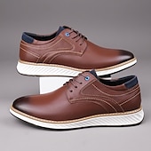 economico Casuale-Per uomo Oxfords Camminata Casual Pelle PU Confortevole Antiscivolo Traspirante Allacciatura Nero Marrone Autunno Inverno