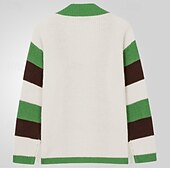 preiswerte Herren Strickjacke-Herren Pullover Strickjacke Gerippt Stricken Normale Oberteile Farbblock Gestrickt Gestreift V Ausschnitt Moderne zeitgenössische Lässig Lässig Alltagskleidung Bekleidung Winter Grün M L XL