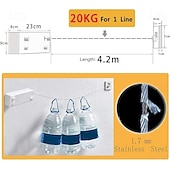 baratos Ganchos e Acessórios-Varal retrátil para roupas, varal retrátil para secar roupas internas sem furadeira, corda de roupa dobrável invisível de parede, fio de aço para varanda e uso doméstico