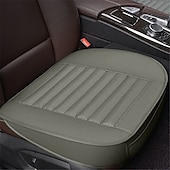 baratos Capas para bancos de automóveis-Capa de almofada para assento de carro 2 peças, universal, 5d, couro de carvão de bambu, respirável, à prova d&#039;água, protetor de assento de carro com tudo incluído