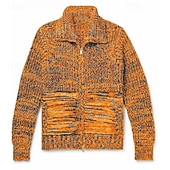 economico Maglioni Cardigan da uomo-Per uomo Felpa Cardigan A Coste Maglia Top Regolari Lavorato a maglia Semplice Colletto ripiegato Vacanza Moda Casuale Abbigliamento quotidiano Abbigliamento Primavera &amp; Autunno Nero Rosso M L XL