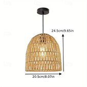 tanie Projekt: Latarnia-Lampa wisząca w stylu rustykalnym vintage, metalowa pleciona lina, splot bambusowy, wysokość 25 cm, ciepłe białe/białe światło, e26 e27, regulowany łańcuszek